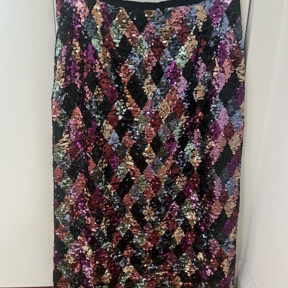 RIXO Multicolor Sequin Pencil Skirt